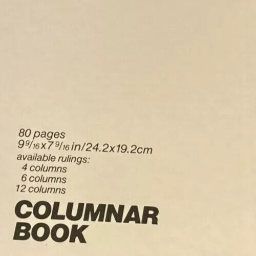 Mead Management Series Columnar Book 6 Columns BLACK Hard Cover USED Blank 64868