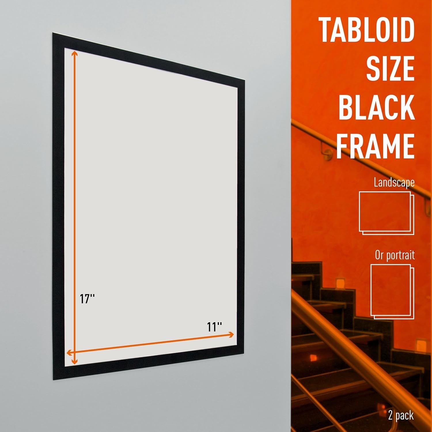 Durable DURAFRAME Sign Holder 11 x 17 Black Frame 2/Pack 476901