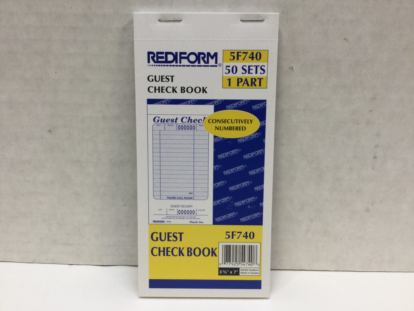 REDIFORM Guest Check Book, 5F740, 50 Sets, 3 3/8″ x 7″, Pack of 6!