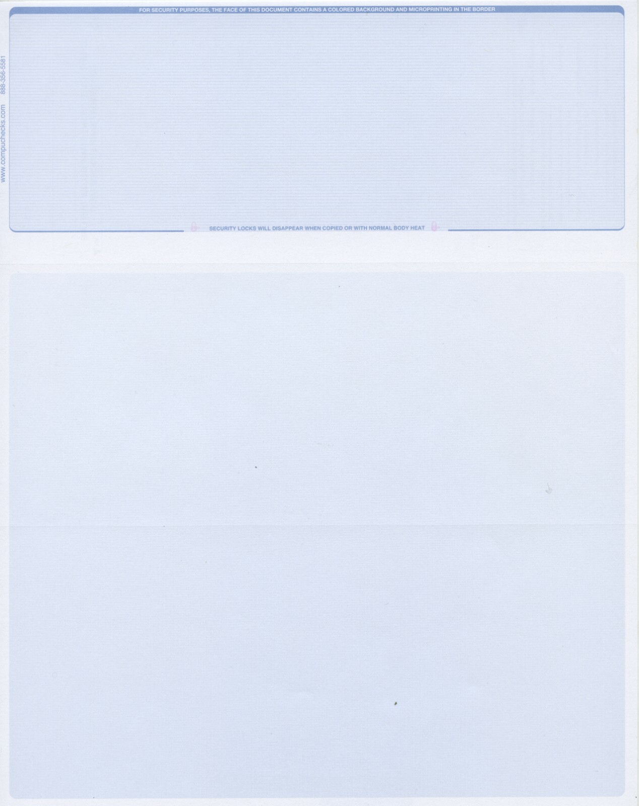 100 Blank Check Stock Paper – Check on Top – Steel Pinstripe