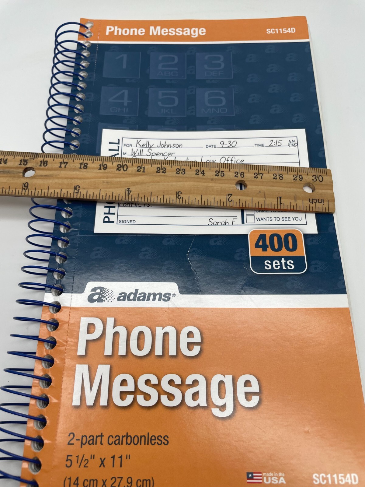 Adams Phone Message Book Carbonless Duplicate SC1154D 2019
