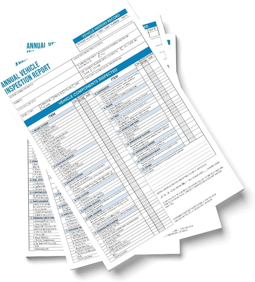 Annual Vehicle Inspection Forms and Stickers 6″x3.5″ – 25 Count, FMCSA Approved
