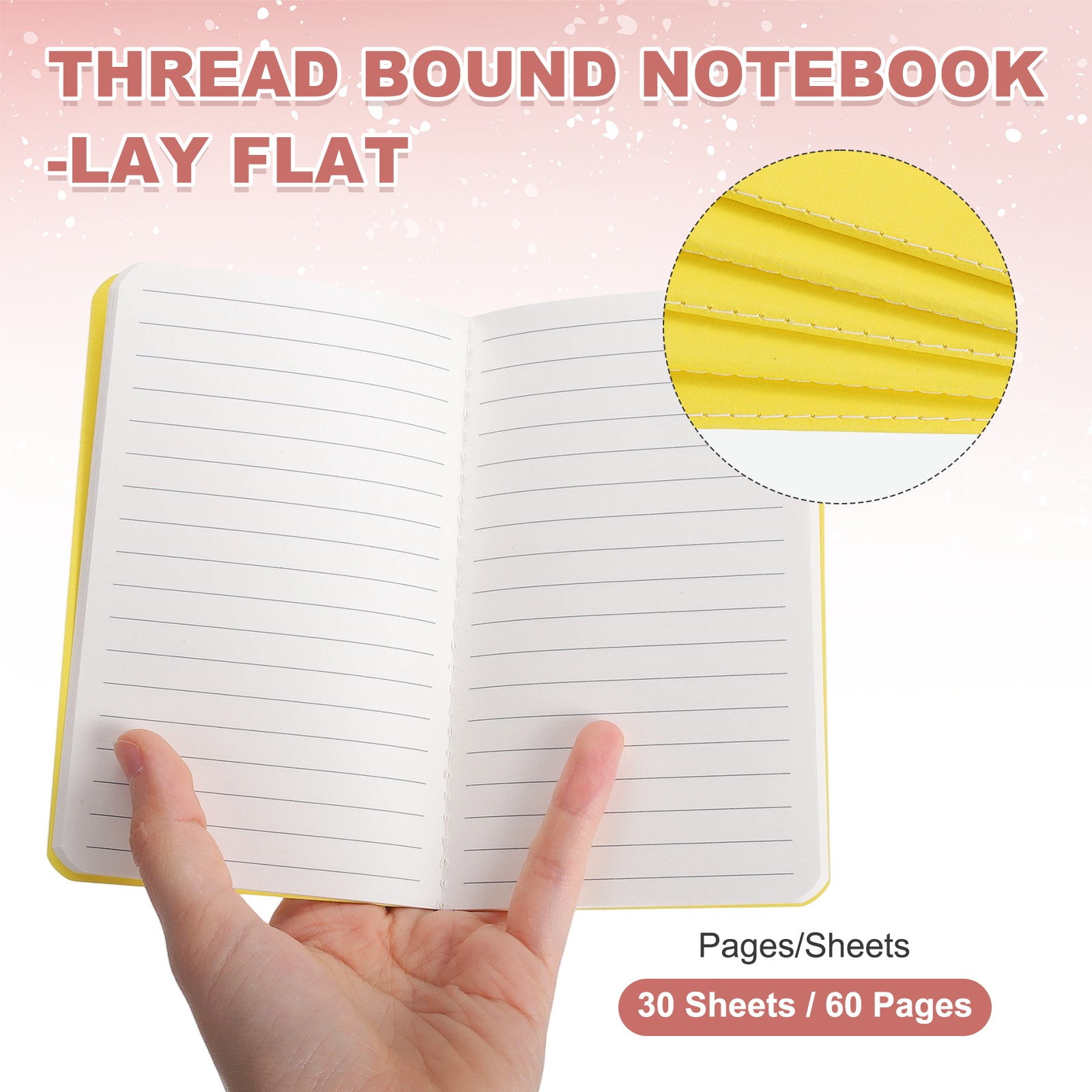 5 Pack A6 Notebook, A6 Journal Mini Notebook Pocket Kraft,Yellow