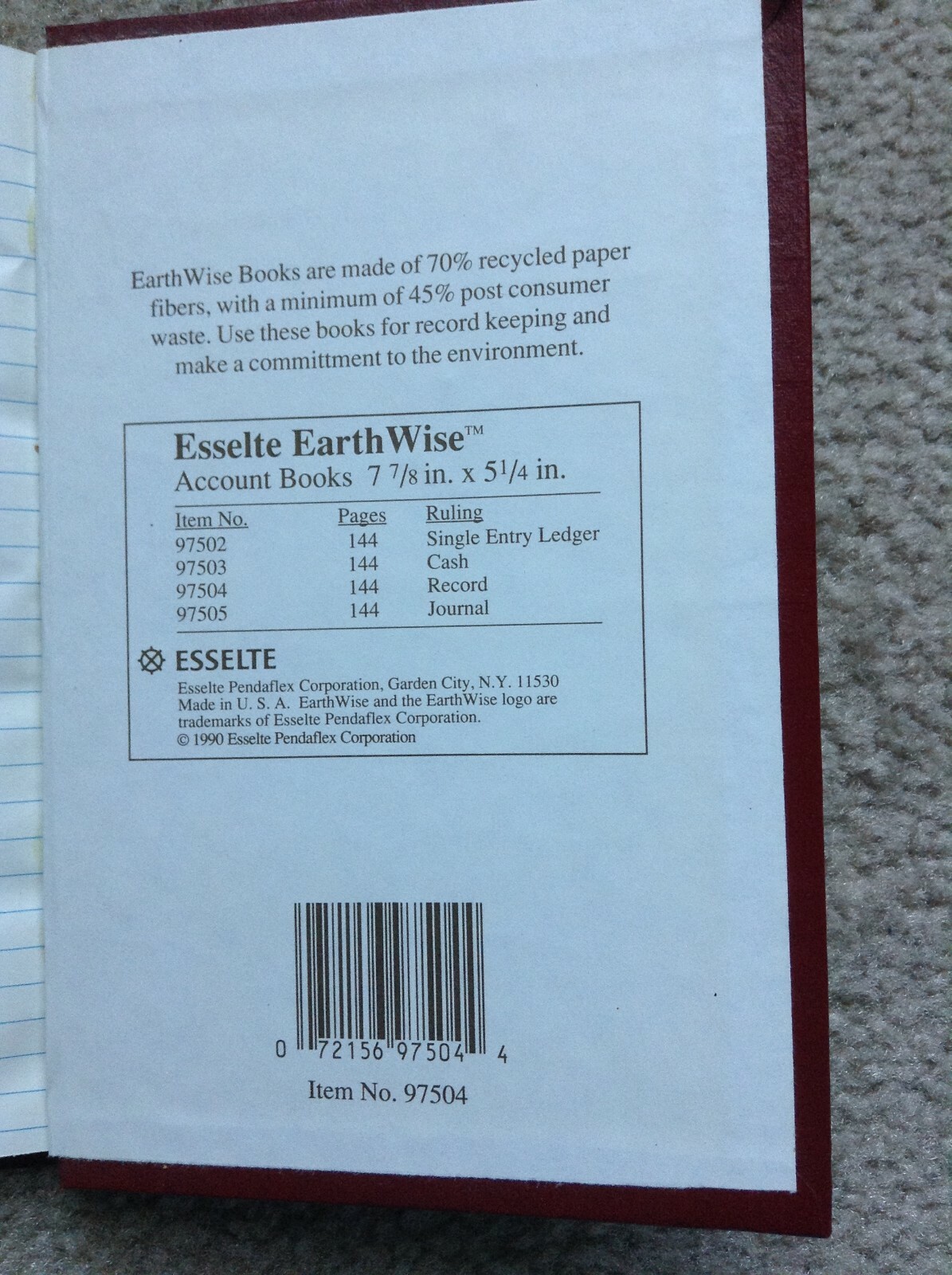 NEW National Avery 4 Account Record Notebook Green Red Black 9 5/8×6.25 7.5×9.5