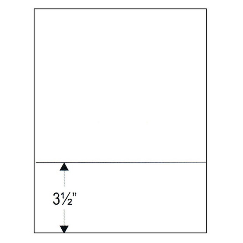 8-1/2″ x 11″ Laser Cut Sheet, 24# White Stock, 1 Horizontal Perforation 3-1/2″