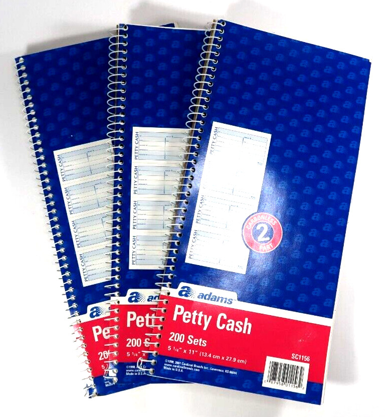 Adams Petty Cash 5 1/4″ x 11″ Spiral Bound 2 Part Carbonless SC1156 3 books