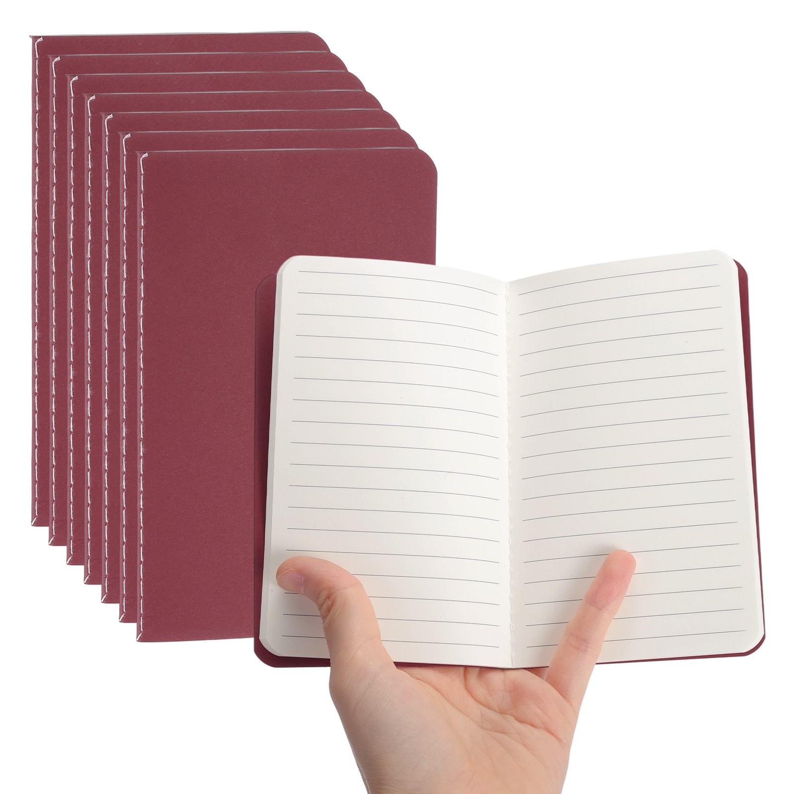 5 Pack A6 Notebook, A6 Journal Mini Notebook Pocket Kraft,Wine Red