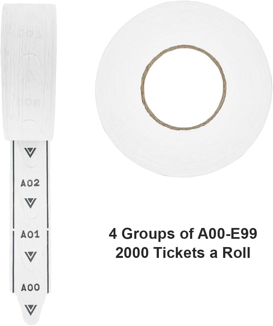 10 Rolls of 2-Digit White Take a Number Tickets for D80 2000 Tickets,