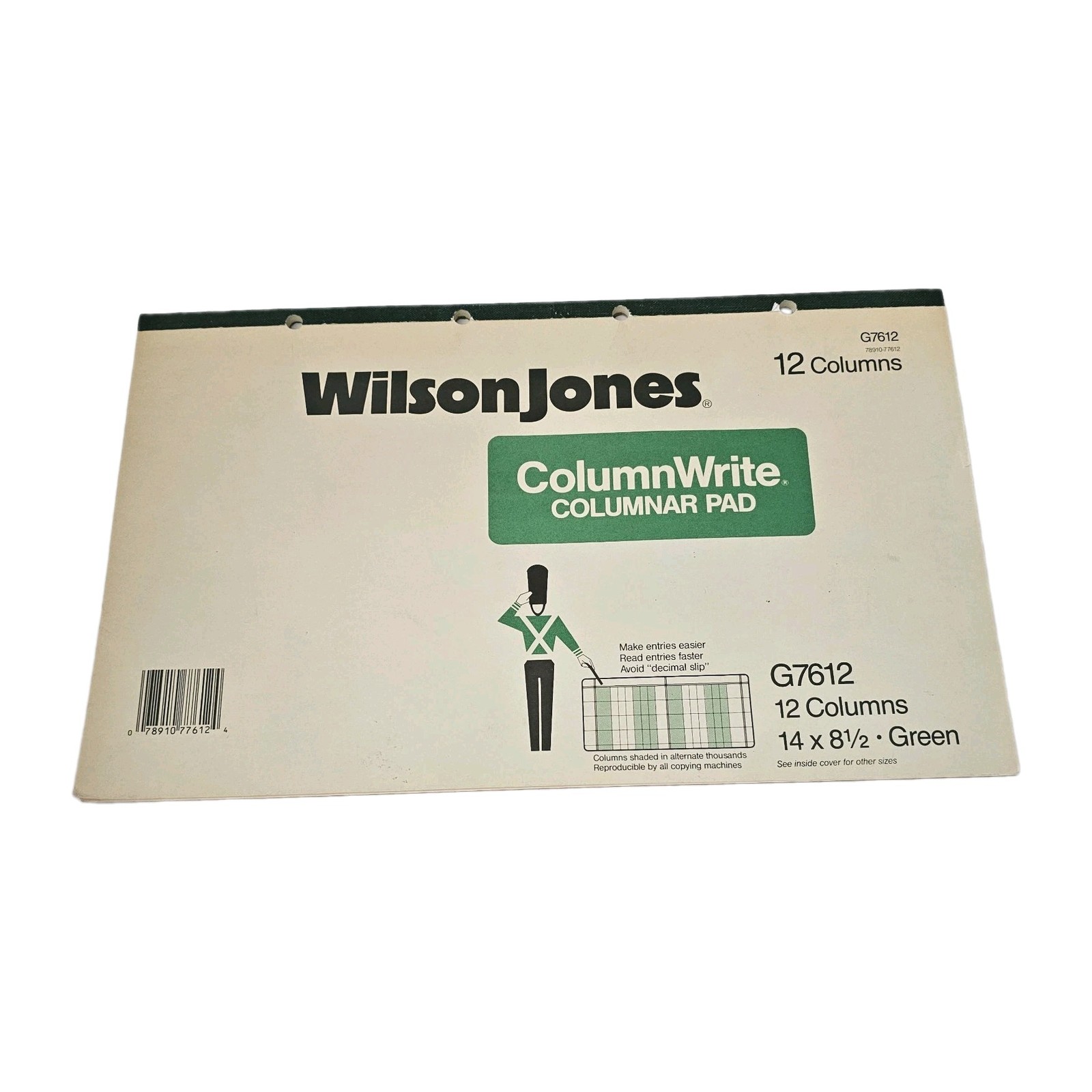 Vintage Wilson Jones G7612 Columnar Pad Ledger 12 Column Green 14×8.5 NEW