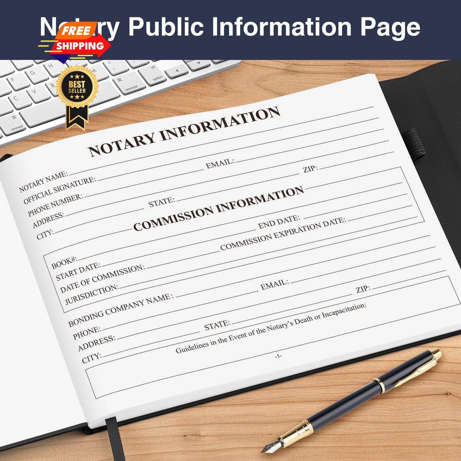 HAUTOCO Notary Journal Log Book Hardcover with 485 Record Black