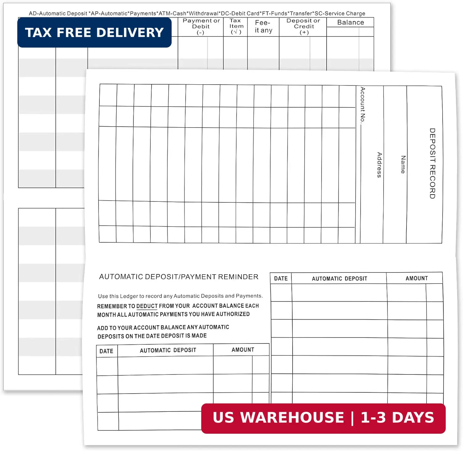 12 Pack Checkbook Register, Check Registers for Personal Checkbook, 6″ × 3″, Bla