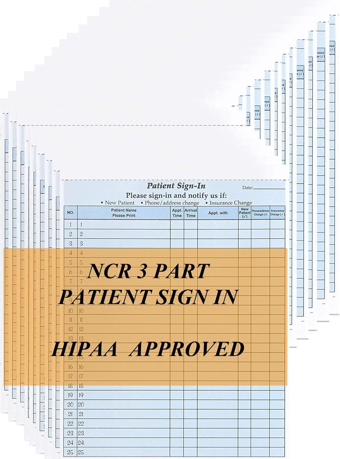 NCR Carbonless 3 Part Patient Sign in Sheets HIPAA Approved and Compliant for…