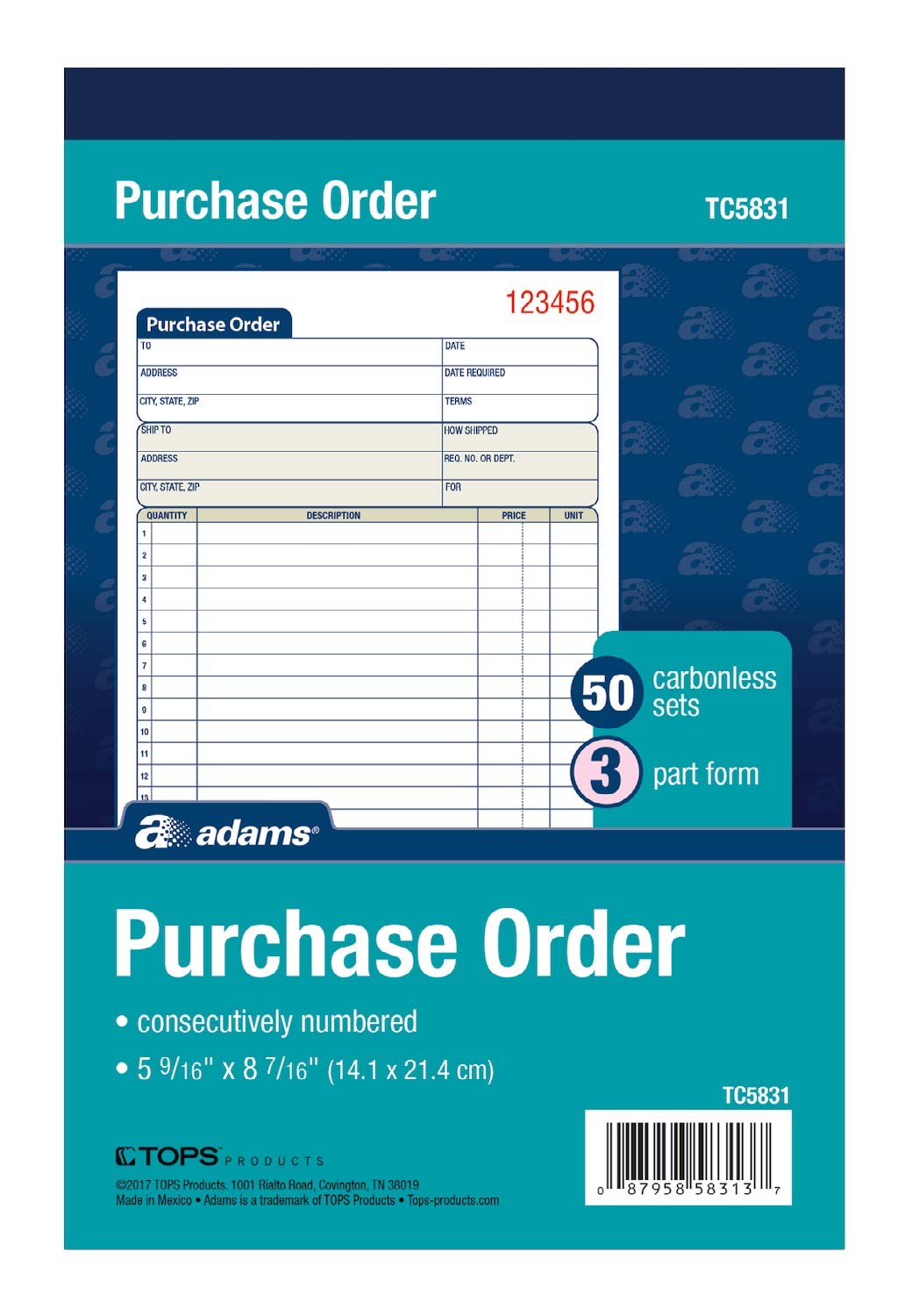 Adams Pink Purchase Order Books 50 Carbonless Invoice Forms Professional Image