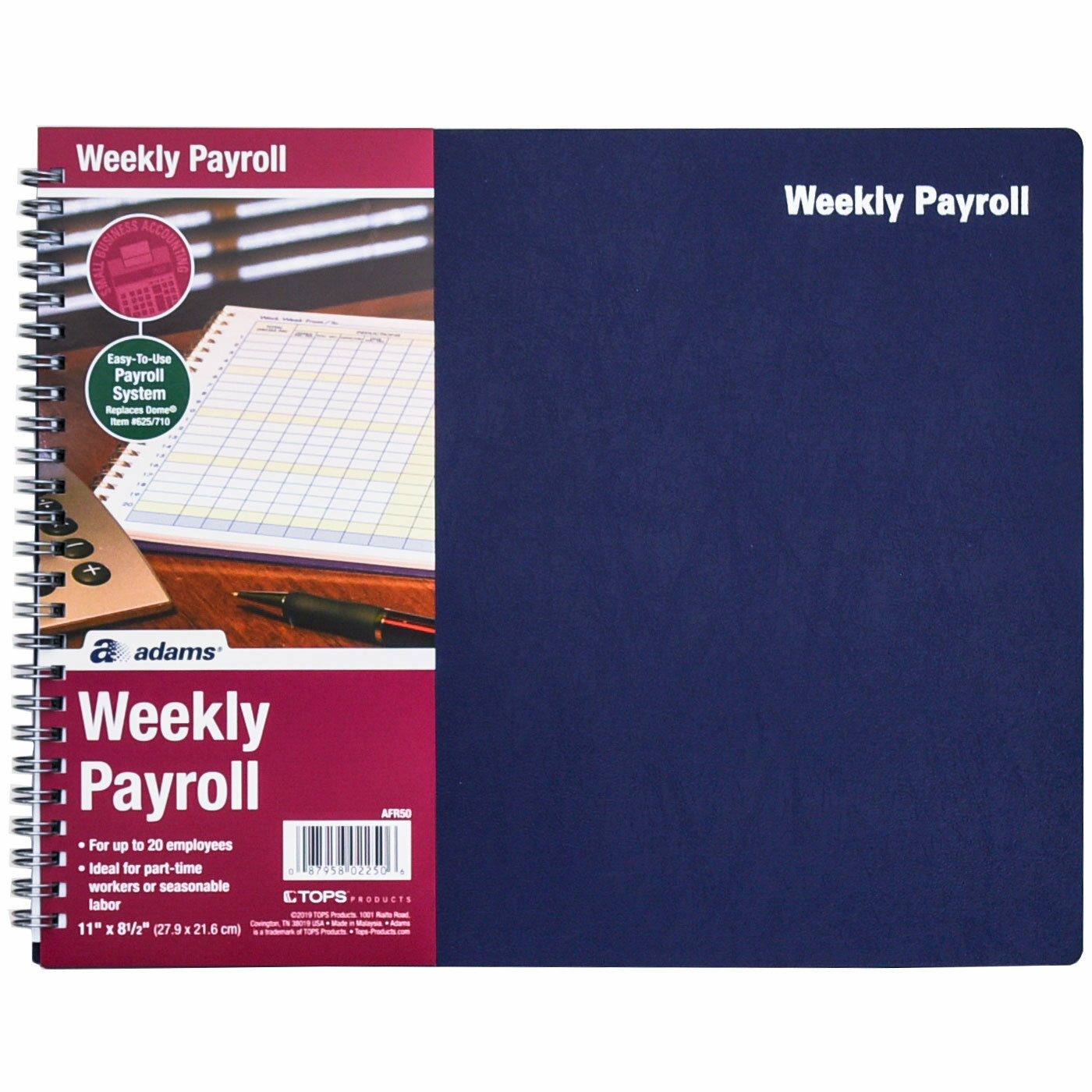 Adams AFR50 Weekly Payroll Book 11 x 8-1/2″