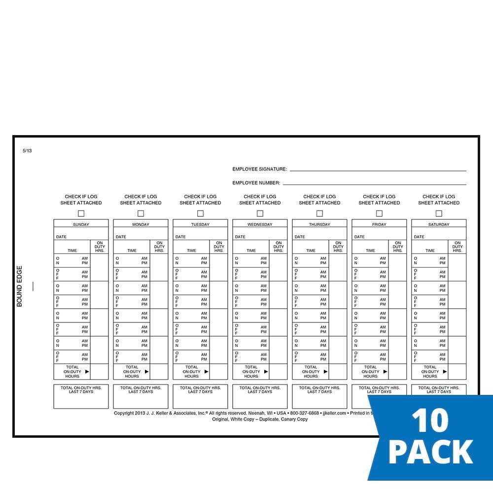 J. J. Keller Driver Exemption Log Book 10-pk. for Short-Haul Operations, 2-Ply