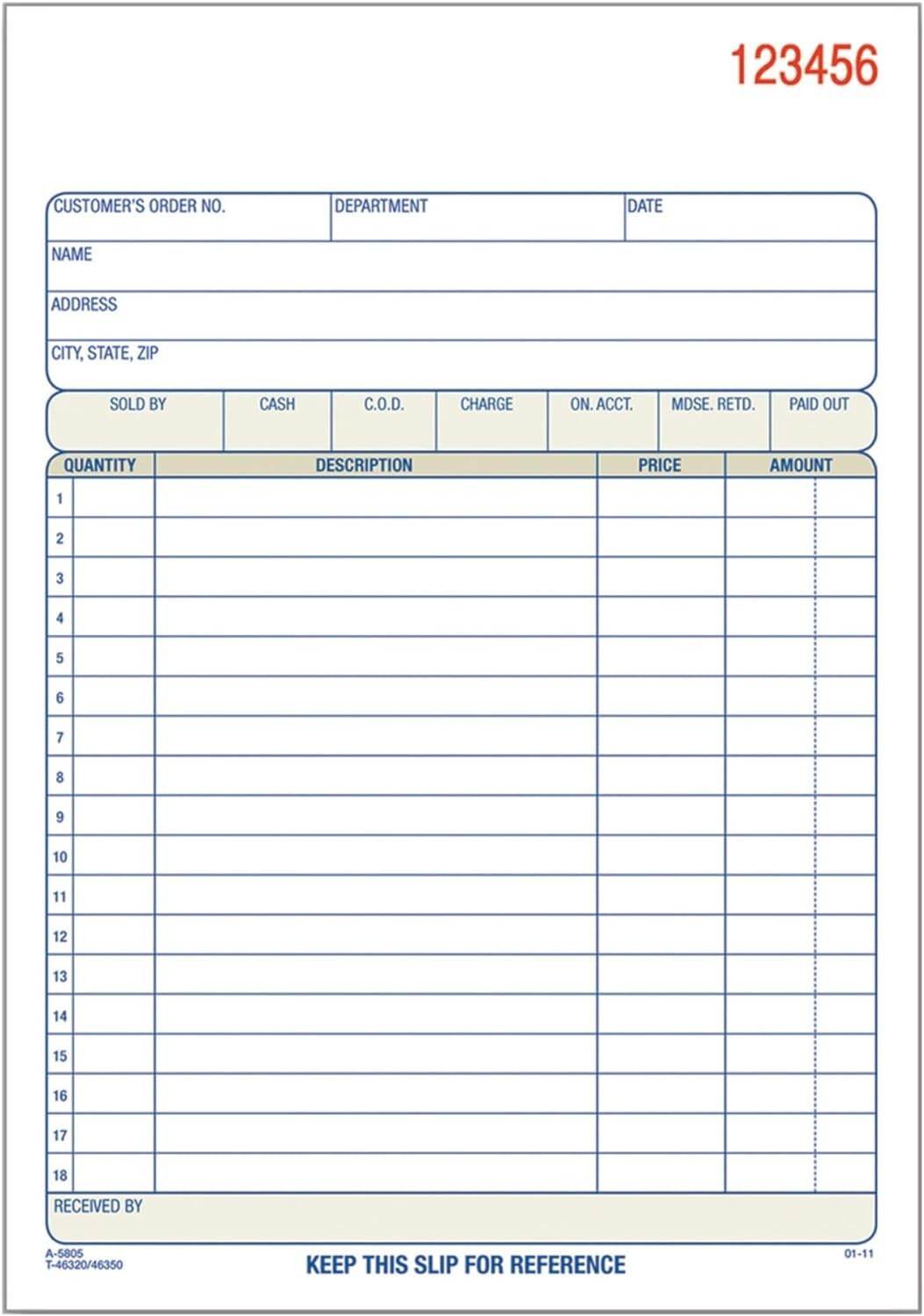 Efficient Invoice Tracking with 50 Sets of Carbonless Sales Order Forms
