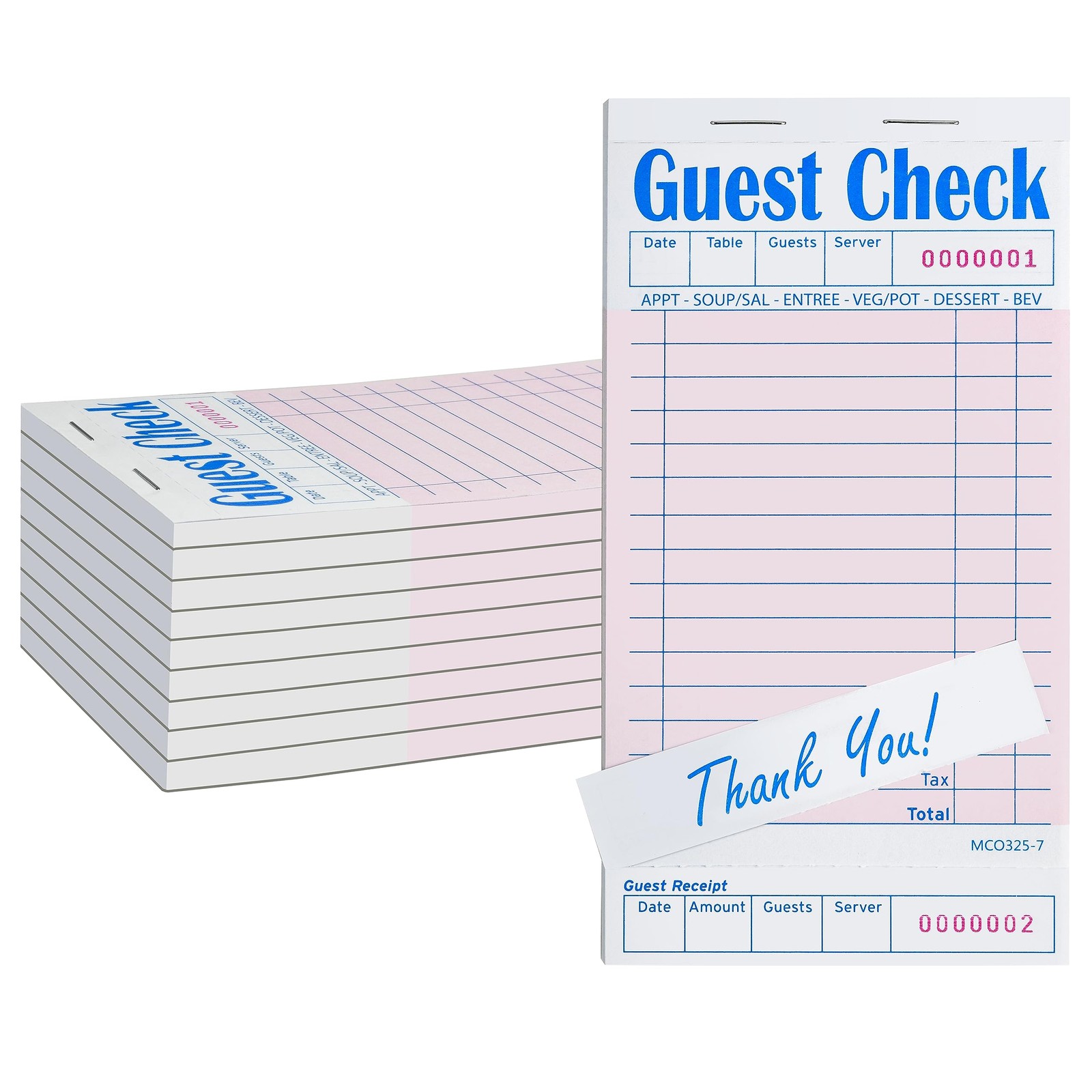 KitchenDine Guest Checks for Restaurants – 10 Pads with 50 6.75 x 3.5, Pink
