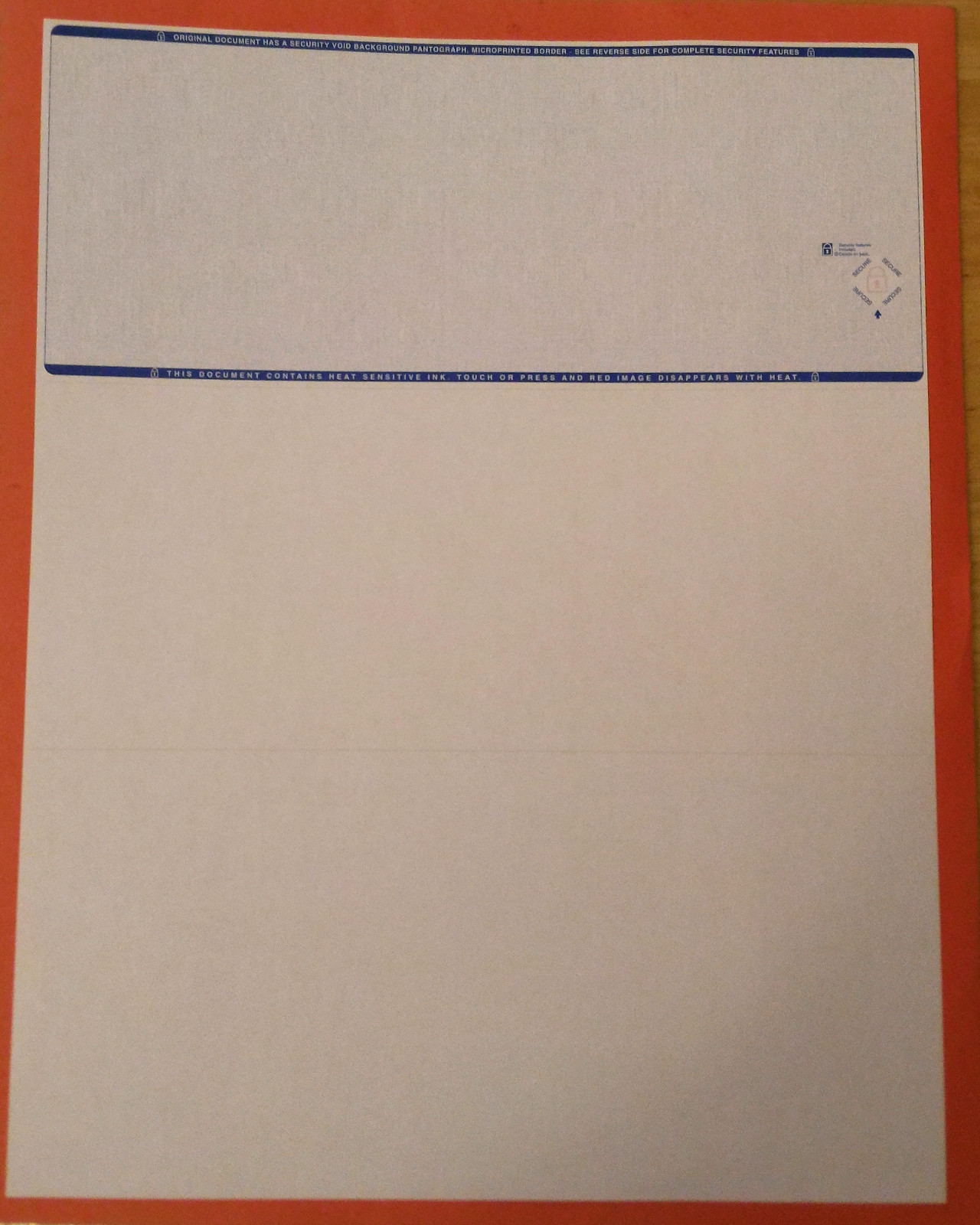 500x BLUE Blank Check Computer Check On Top *Free=