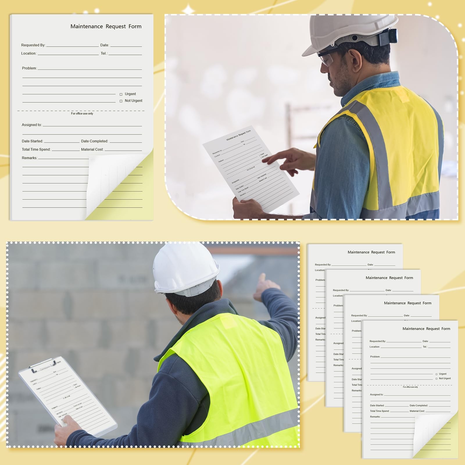 400 Sets Maintenance Request Book Forms 2 Part Carbonless 4.7×7.1 Inch Log