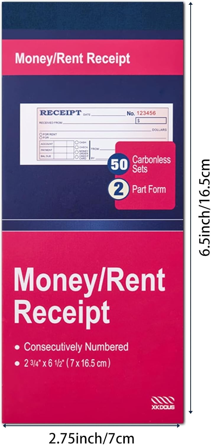 24 Pack Receipt Book with Carbon Copies, 2-3/4″ x 6-1/2″