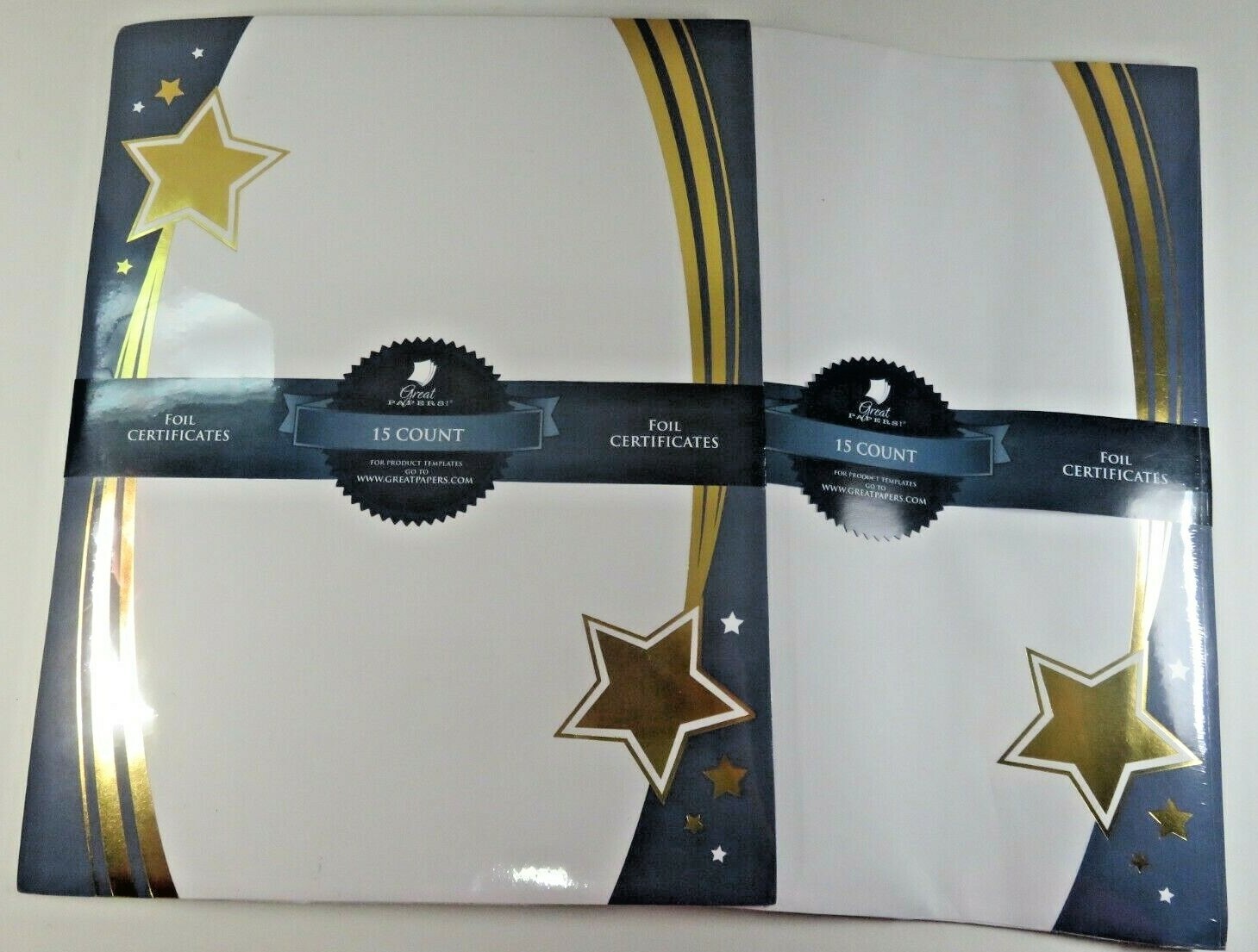 Great Papers! Gold Star Foil Certificates 8.5 X 11 Navy Blue 2 Packs of15 Sports
