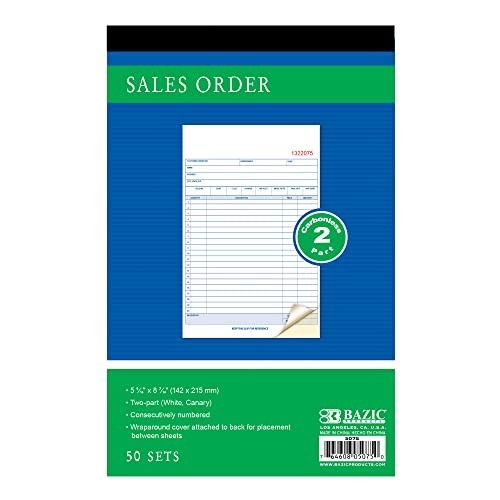 BAZIC Sales Order Book 2-Part Carbonless 50 Sets White Canary Copy