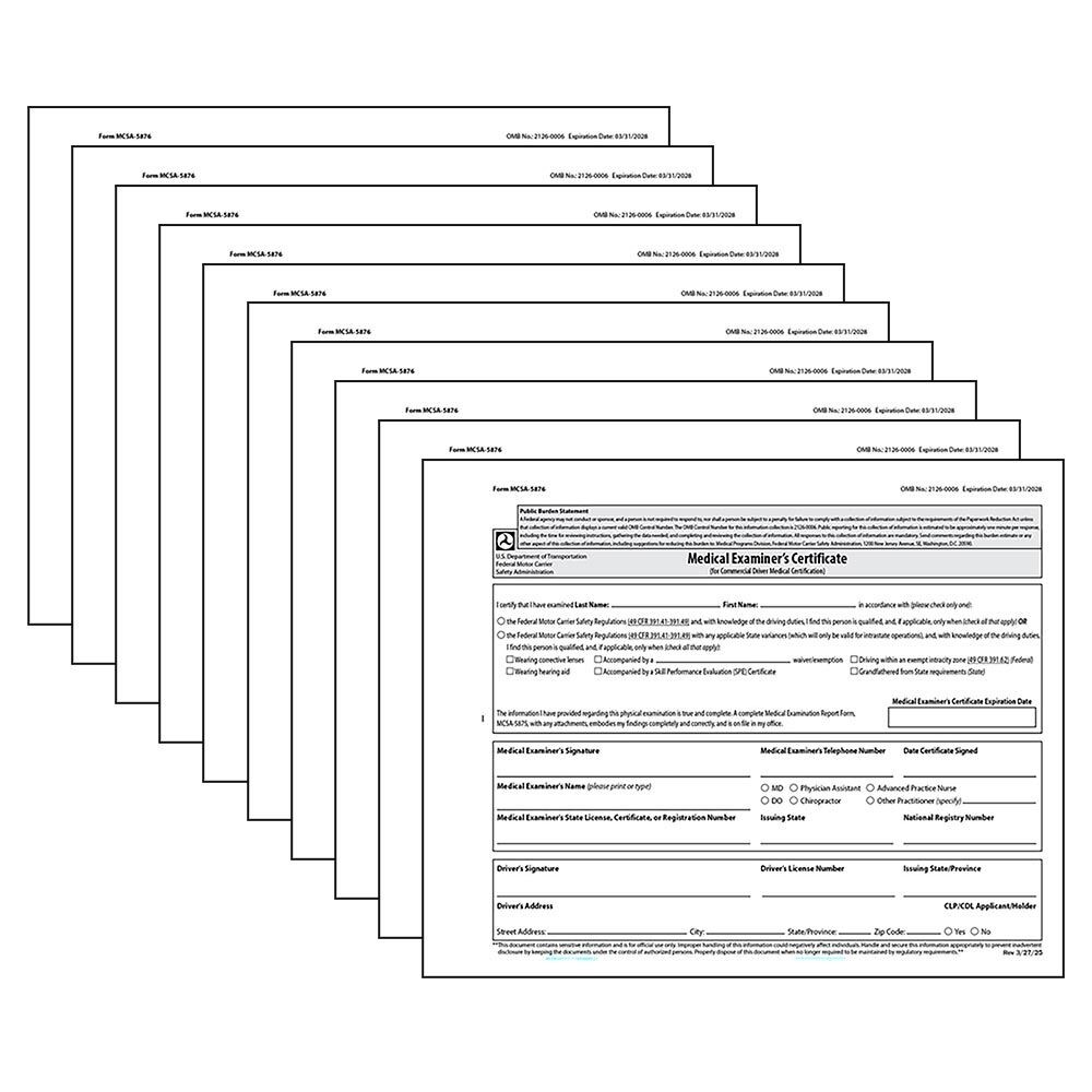 J. J. Keller Commercial Driver Medical Certification Form 10-pk., 2-Ply, 4.25″