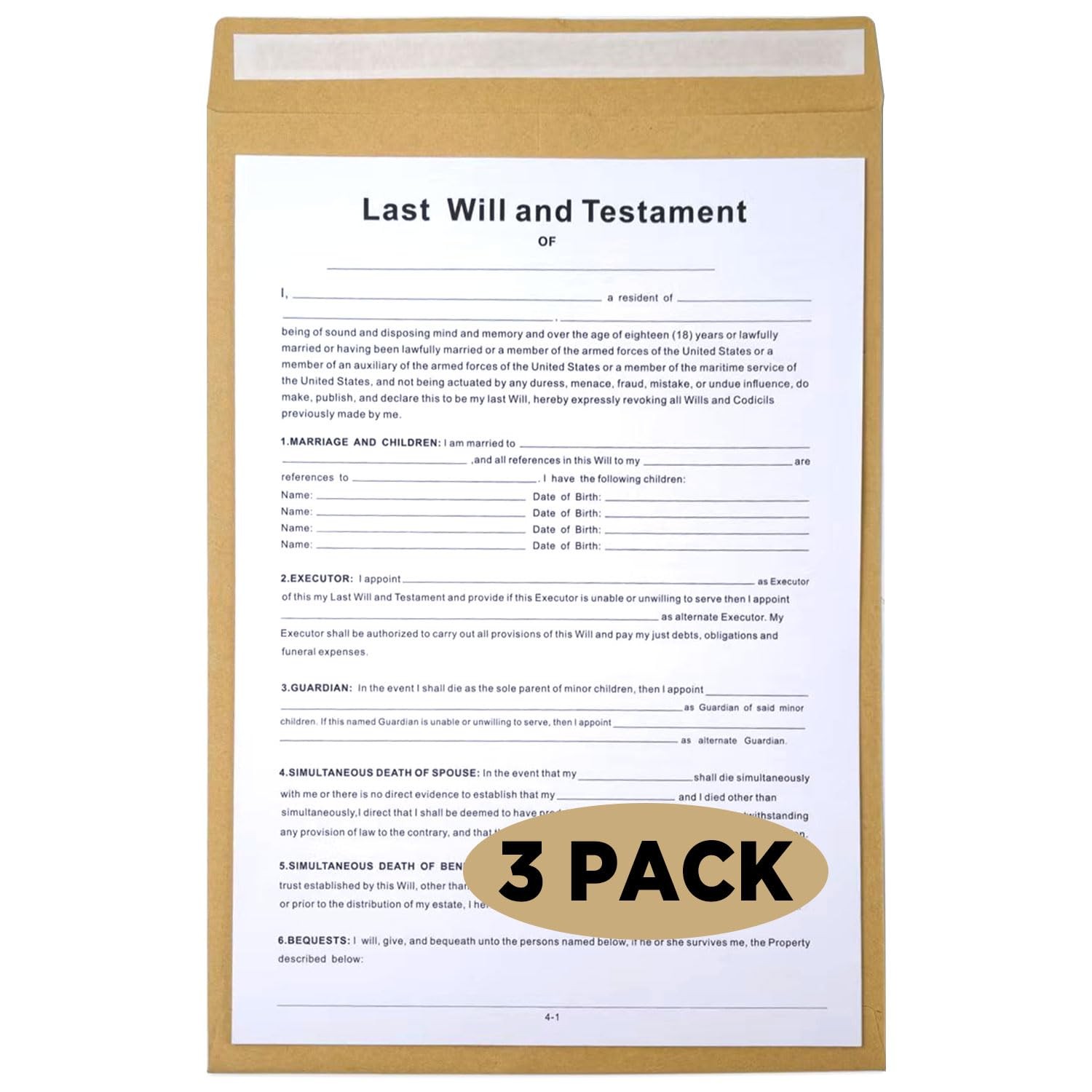 Last Will and Testament Kit, Joyfulmap Simple Forms – Includes3 Blank…