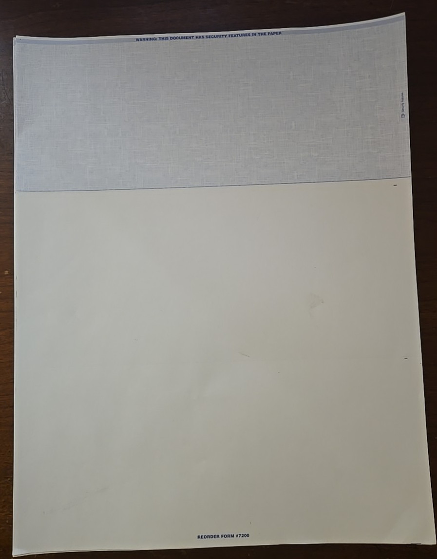 Business Check Voucher Refills Blue Security Pattern Form #7200 Approx. 137