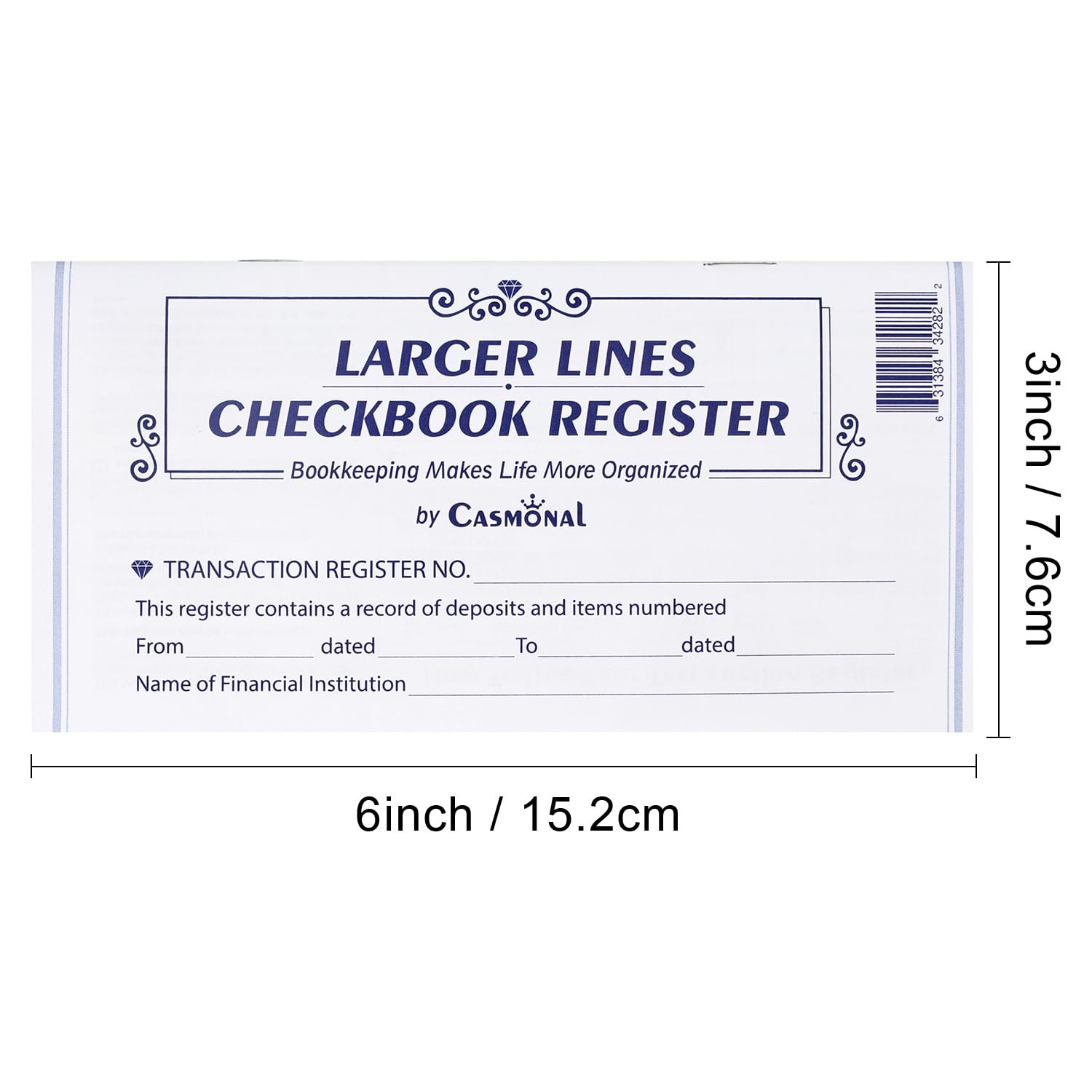 Larger Lines 20 Pack Checkbook Register, Check Registers for Personal 20PCS