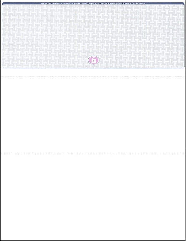 25 High Security Blank Check Stock Paper – Check on Top – Blue Basketweave