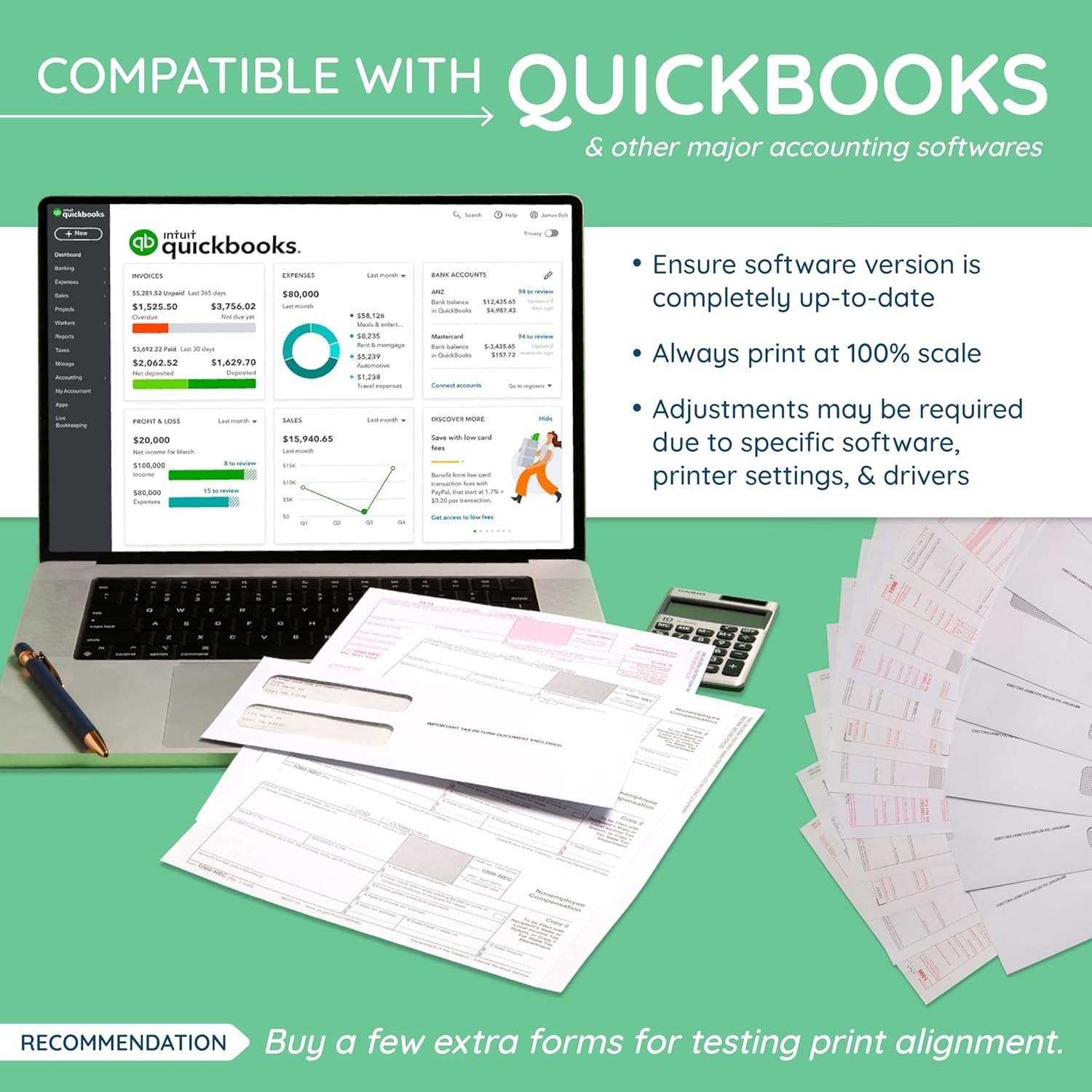 Blue Summit Blank W-2 3-UP Tax Forms 500 Employee Sets Perforated Laser Inkjet