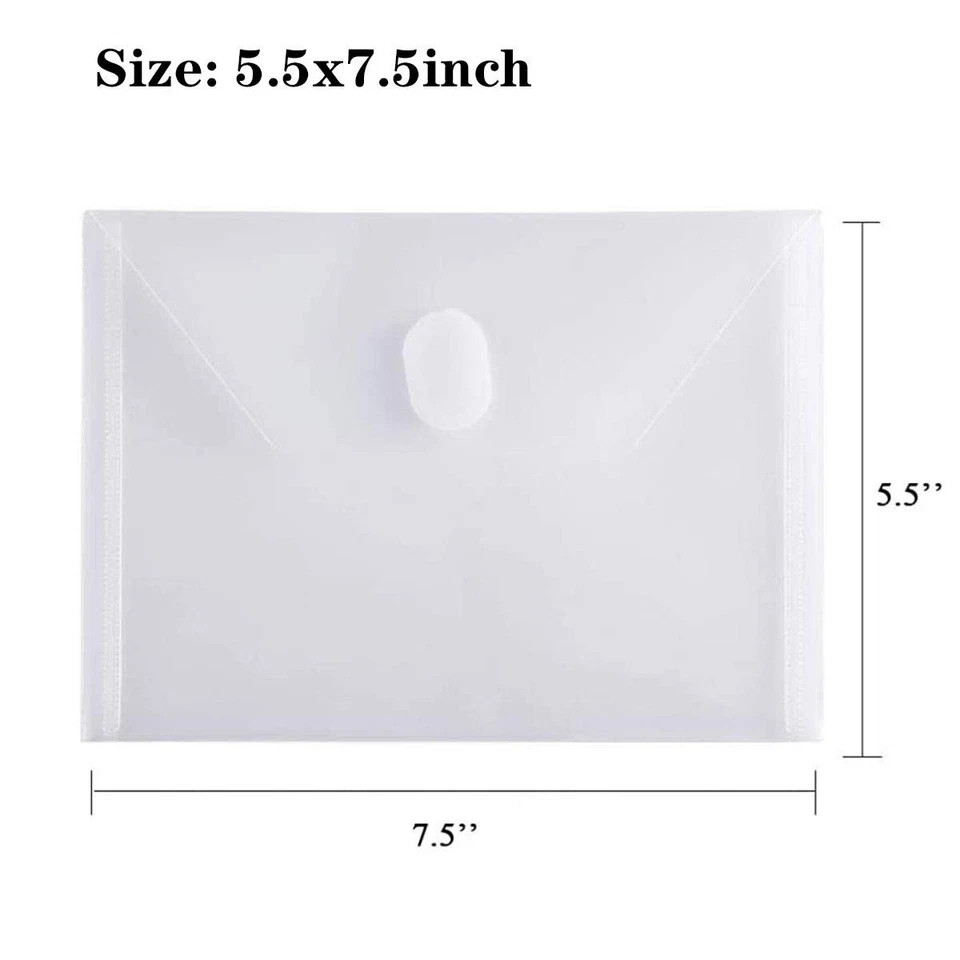 PLESIU Tatane 12 Packs Clear Plastic Small Envelope 5.5×7.5inch, Clear-12pcs
