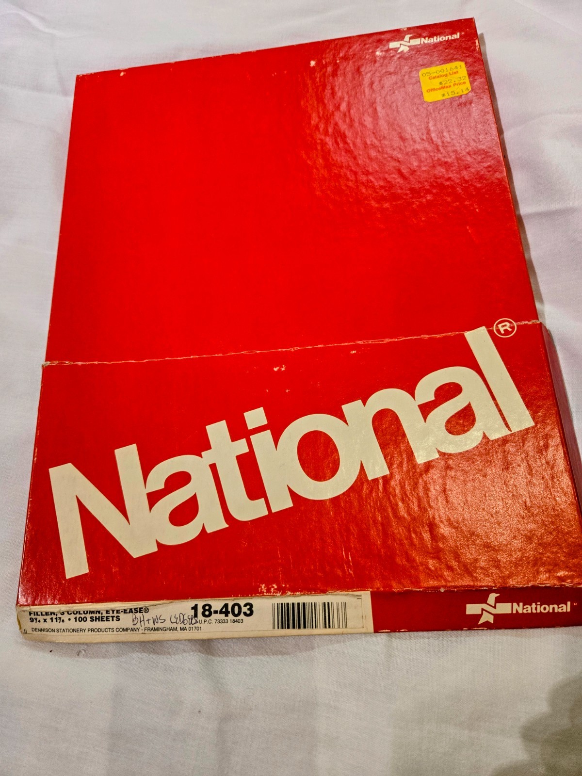 National 18-403 3-column ledger sheets, vintage, 23 sheets