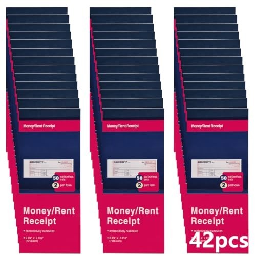 42 Pack Carbonless Receipt Books 2-Part 50 Sets Each for Small Business