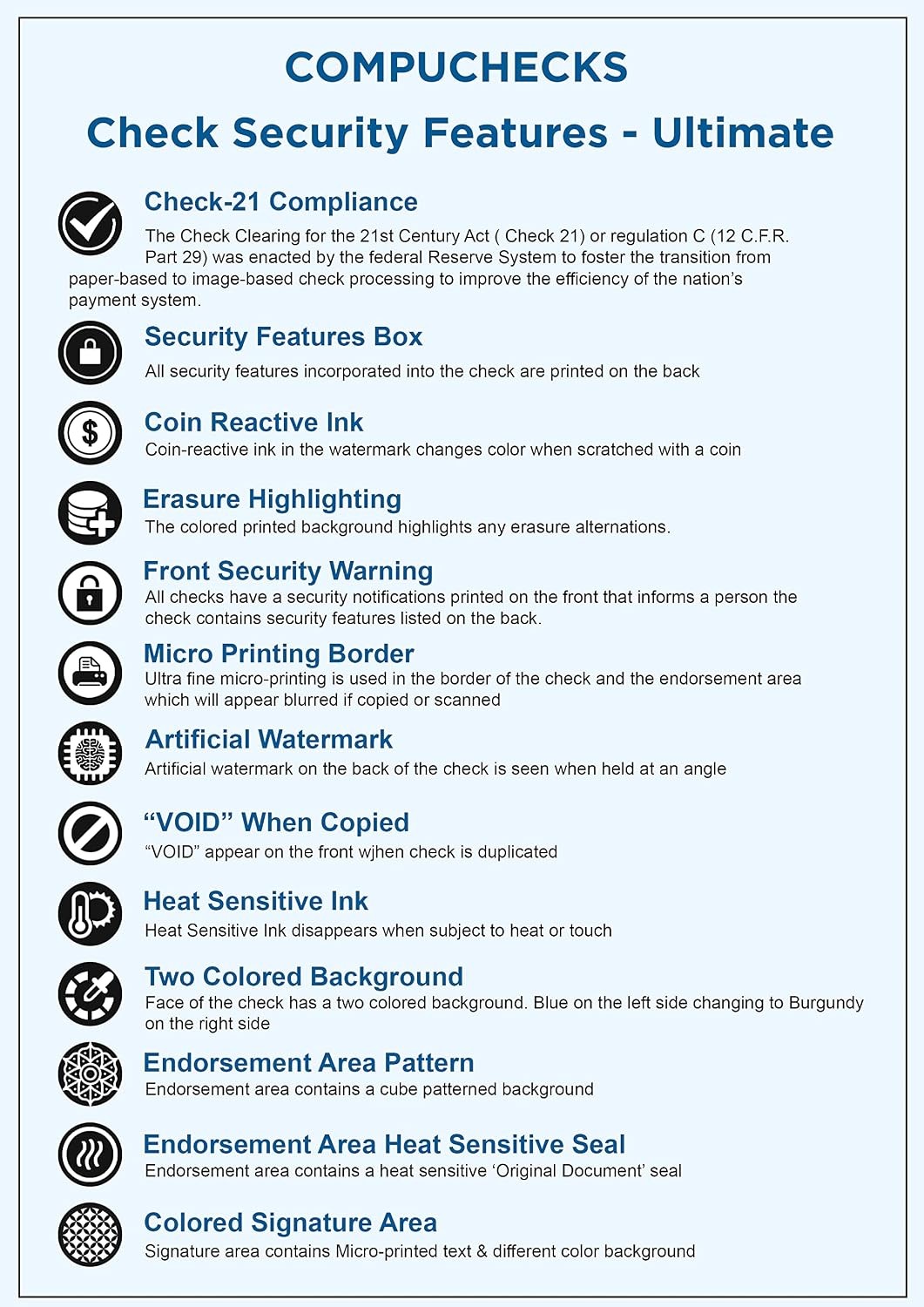 300 Computer Checks “Ultimate Security” – Heavy Paper 28# Blank Check Stock for