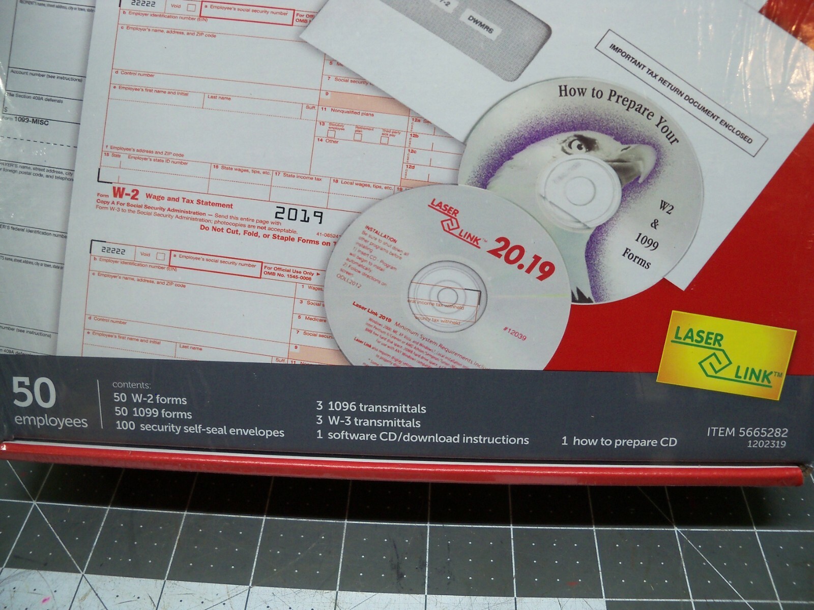 Office Depot Laser Link Software Suite W-2 + 1099-Misc 50 Employees 2019 USA W2