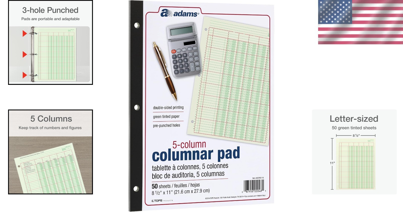 Archival Safe 5 Column Ledger – 100 Page Green Analysis Pad for Smart Accounting