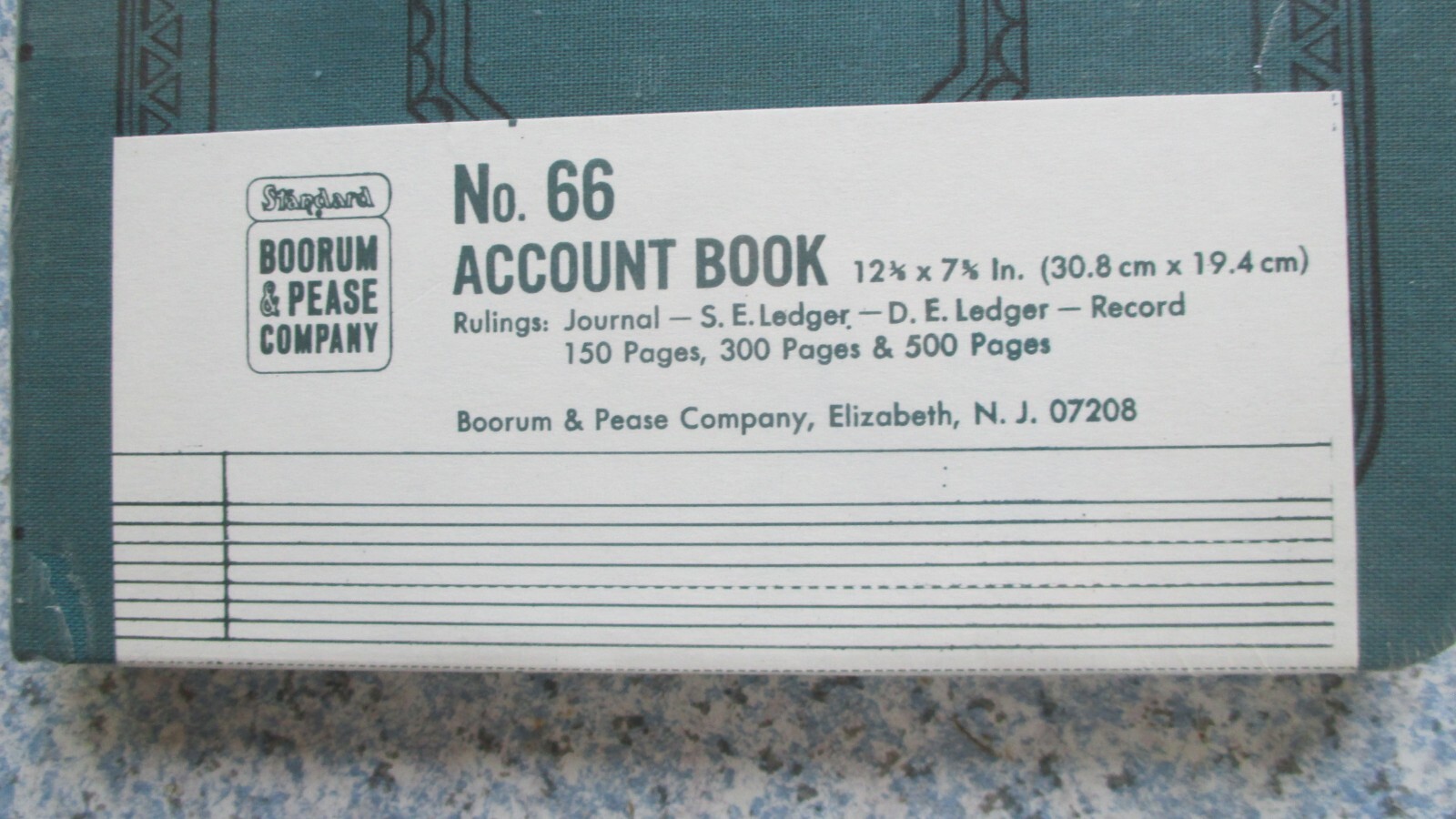 Boorum & Pease Record/Account Book 300 Pages 12 1/8 x 7 5/8 NEW in Plastic Wrap