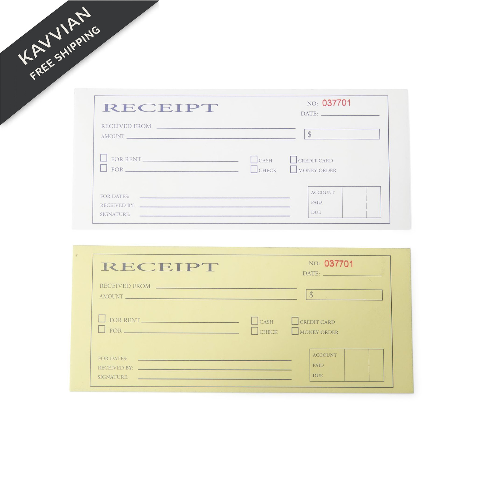 Cash and Rent Receipt Book – 50 Sets of Receipts – 2 Part Carbonless Paper -…