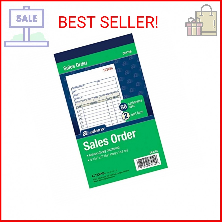Adams Sales Order Books, 2-Part, Carbonless, White/Canary, 4-3/16″ x 7-3/16″, Bo