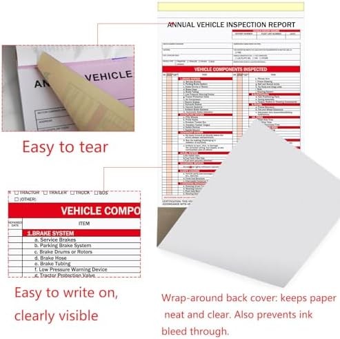 20-Pack Annual Vehicle Inspection Report Forms with Red FMCSA Aluminum Labels, 3