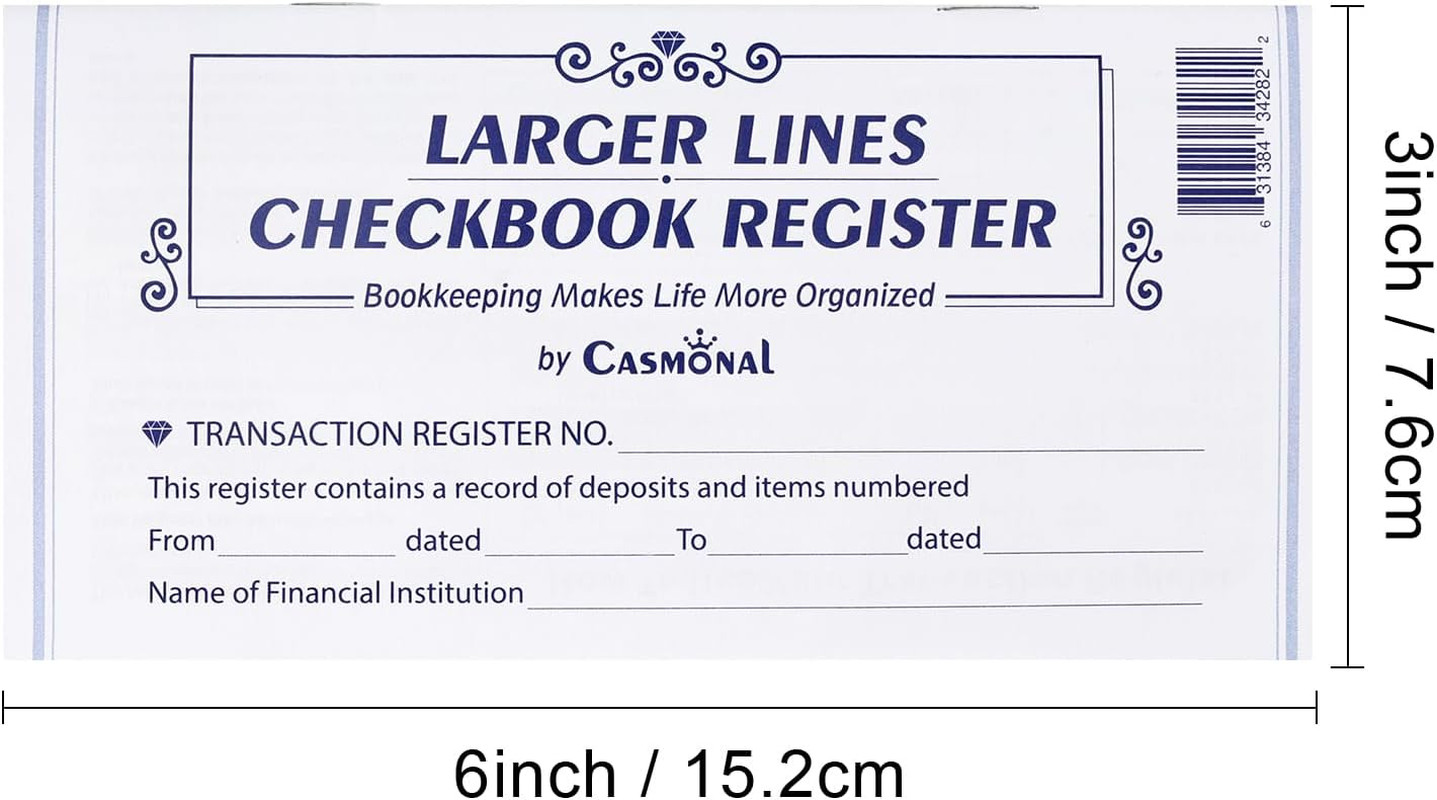 Larger Lines 20 Pack Checkbook Register, Check Registers for Personal Use