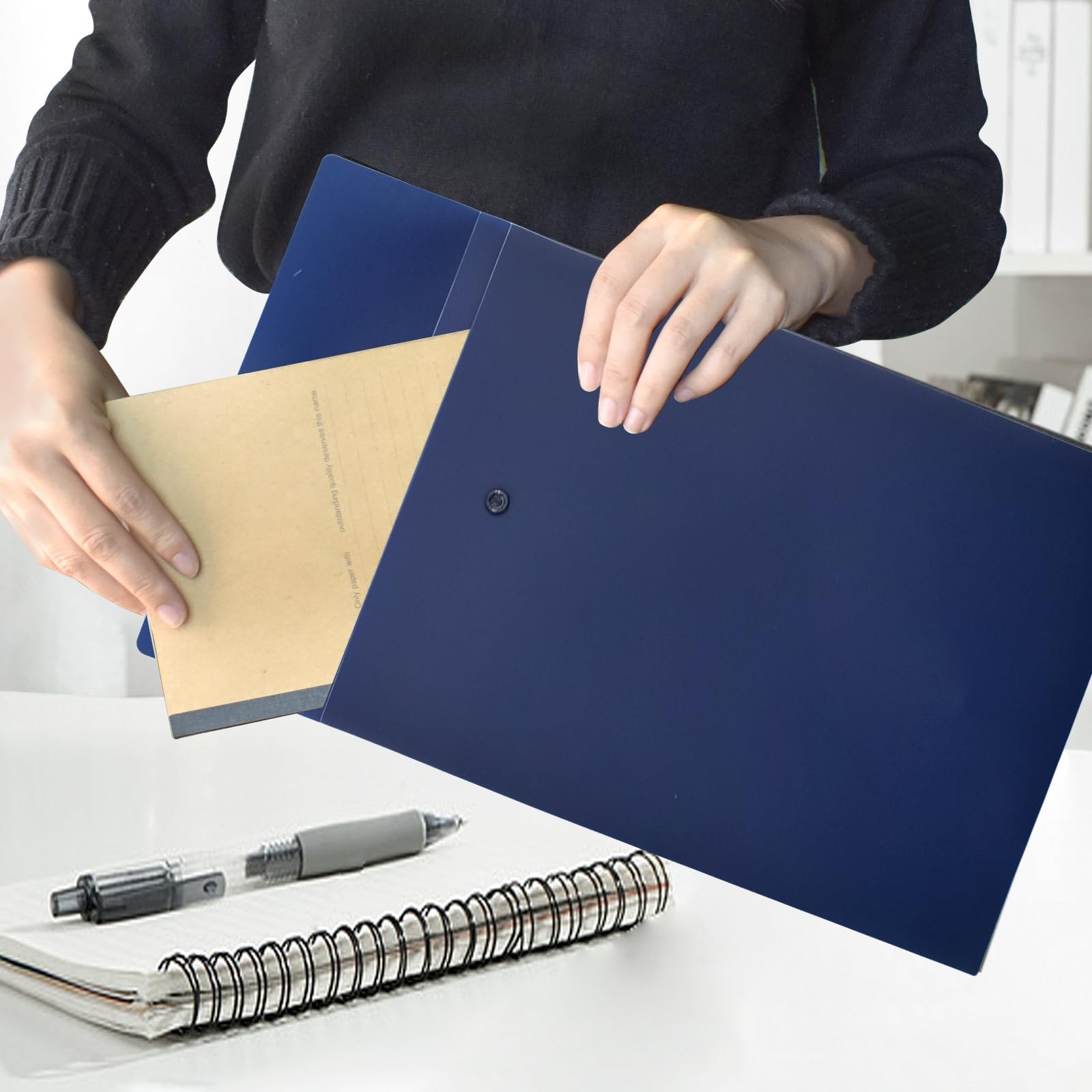VANRA Vertical File Folders Poly Filing Envelope Plastic Project Navy Blue