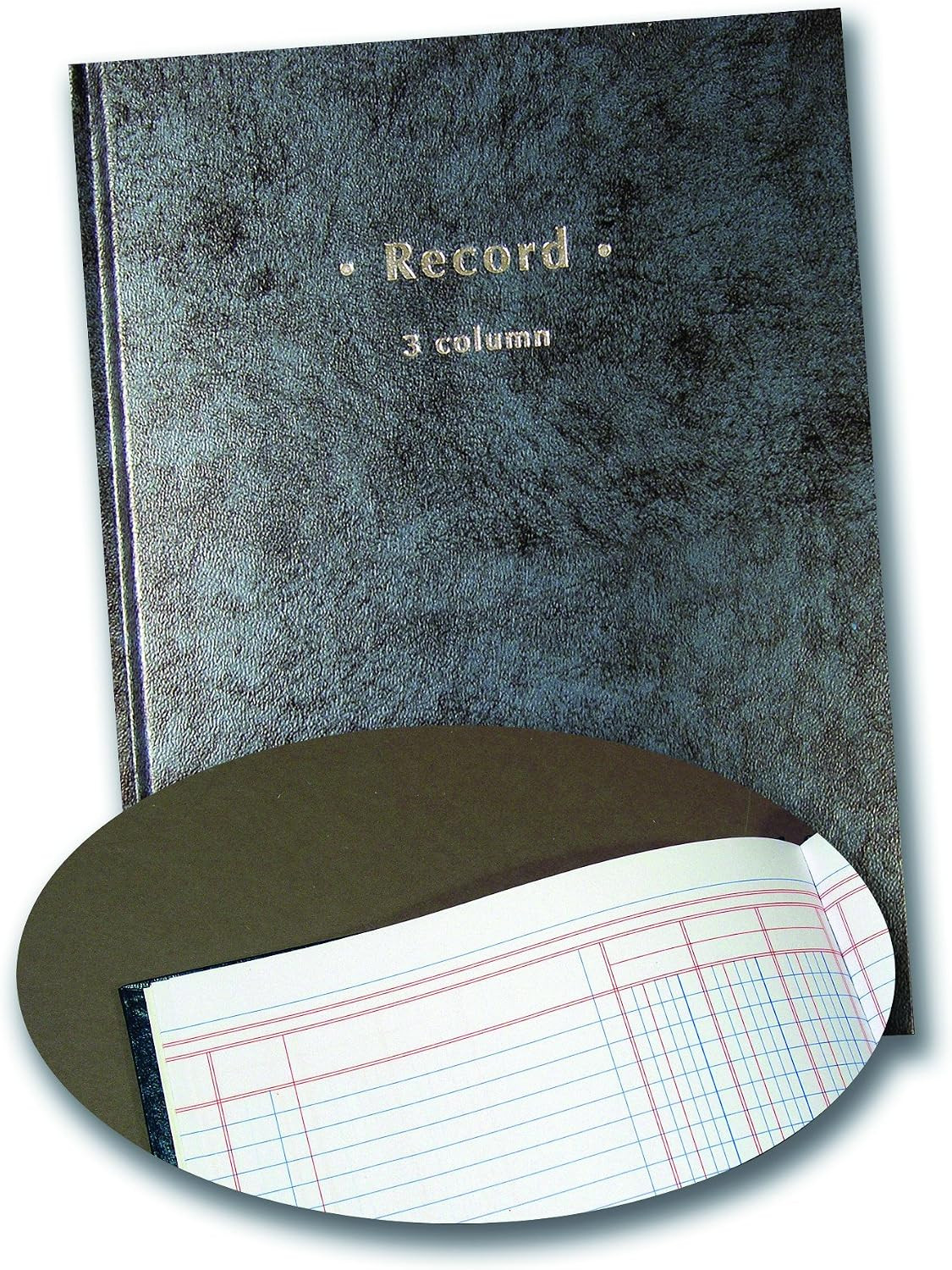 Columnar Book, 3‑Column Accounting Ledger, Blue Hardbound Record Book, 40 Number