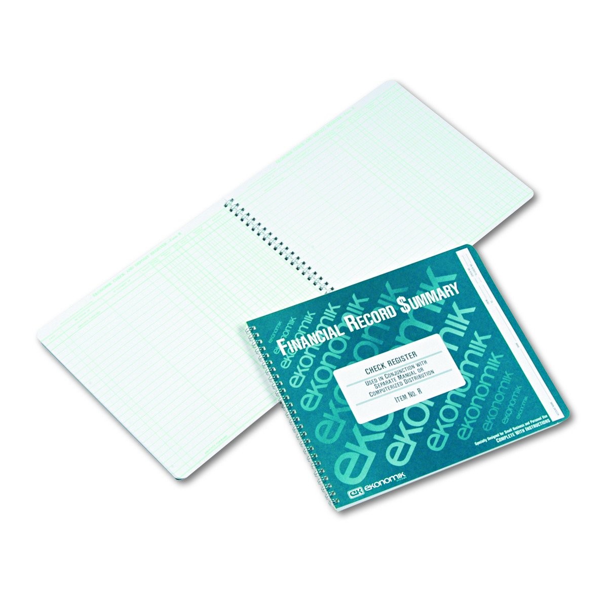 Ekonomik R Wirebound Check Register Accounting 8 3/4 x 10, Green;white