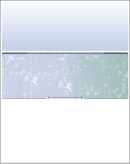 50 Blank Check Stock Paper – Check in Middle – Blue/Green Prismatic