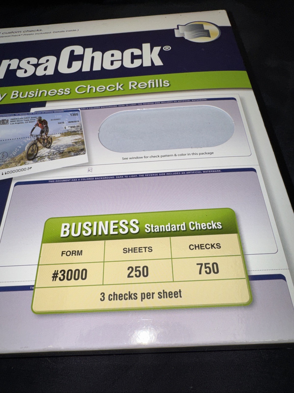 VersaCheck Secure Checks – 750 Business Standard Checks – Blue 250 Sheets,