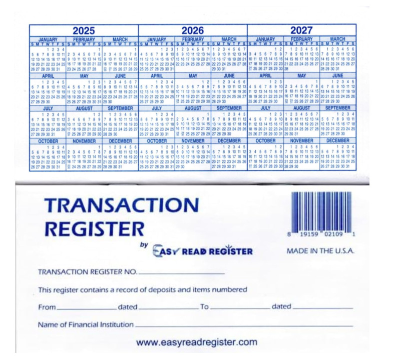 12 Checkbook Transaction Registers 2025-2026-2027 Calendars Check Book Bank …