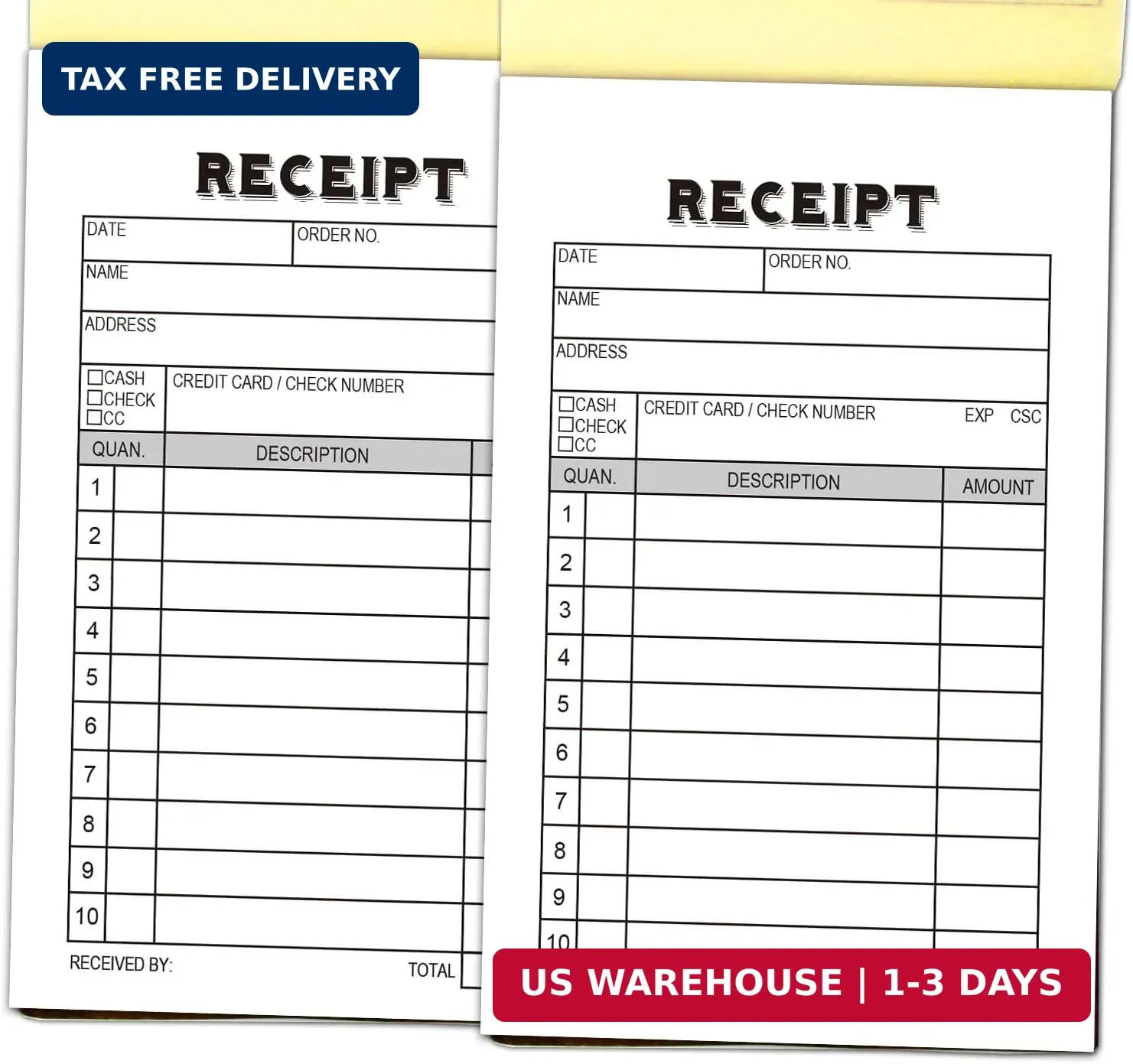 2-Pack Receipt Pad, Sales Receipt Form, Order Book, Invoice Booklet for Small…